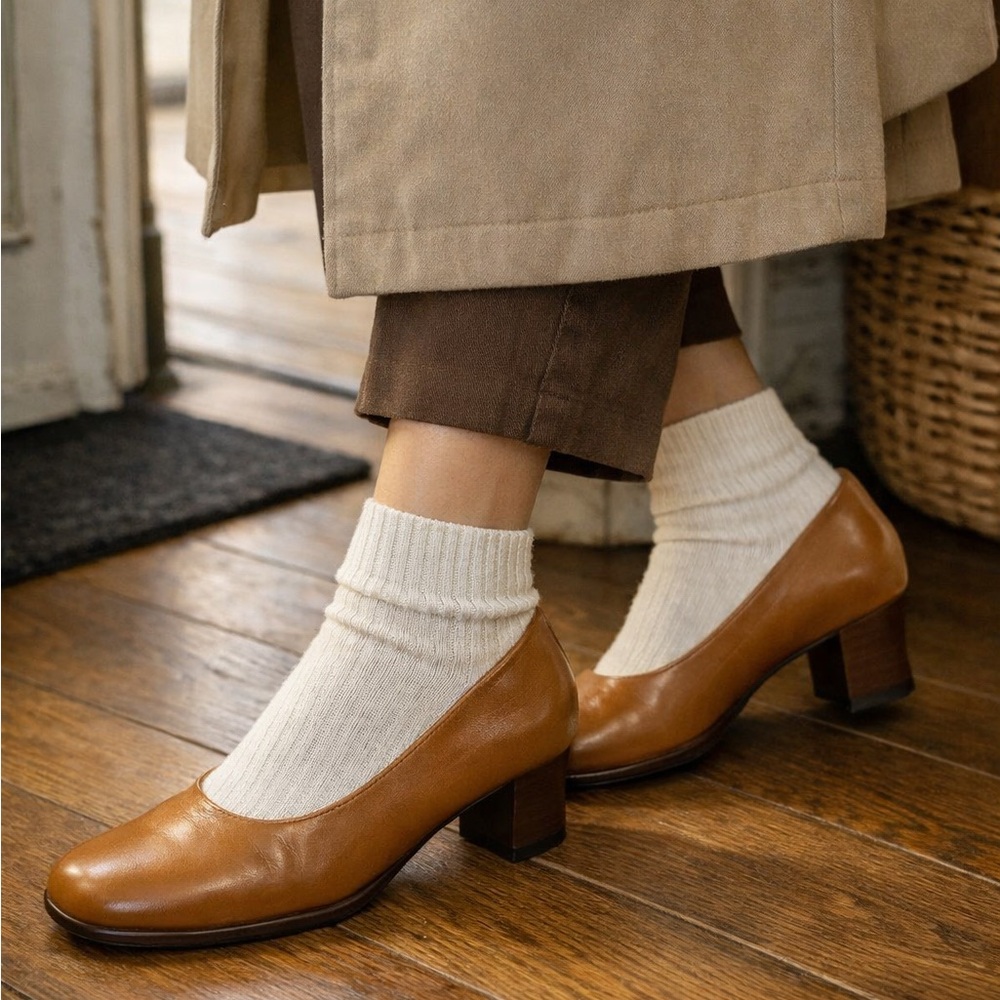 [41] TRIMOND Heels shoes brown leather vintage comfortable square-toe US10